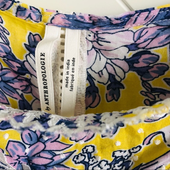 Anthropologie Floral Cami Tank Top Lace Embroidered Boho size Small - Picture 4 of 4